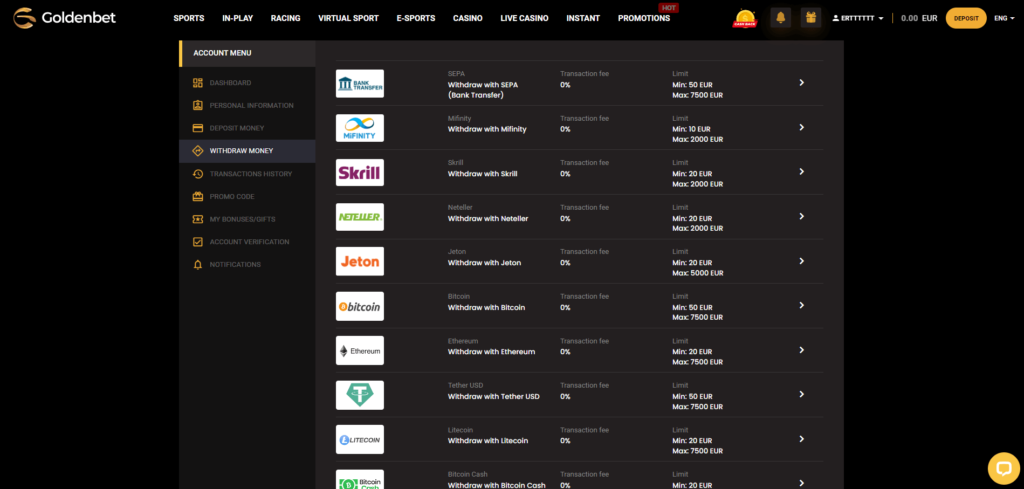 Goldenbet Withdrawal UK